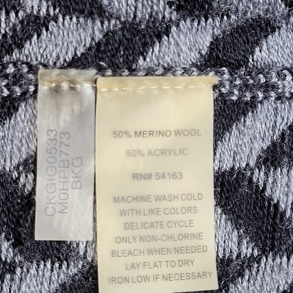 Calvin Klein Merino Wool Hounds tooth Open Sweater with Pockets - Picture 12 of 13